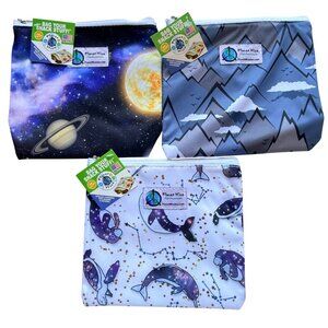 Lot Of 3 Planet Wise Zipper Sandwich Bags 7"x7" NWT Retired Prints Deadstock